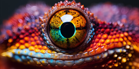 Stunning Tokay Gecko Eye Detail. Colorful Gecko's Amazing Eye Close-Up Ai Generative