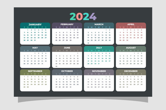 Creative minimal wall calendar 2024 template 