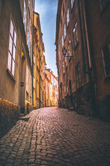 Narrow street of a Stockholm.