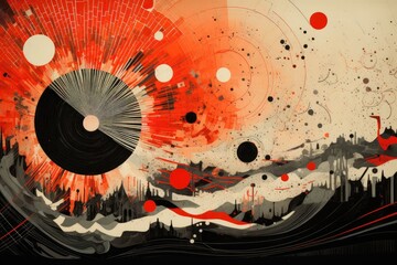 Graphic abstraction using volcanic motifs