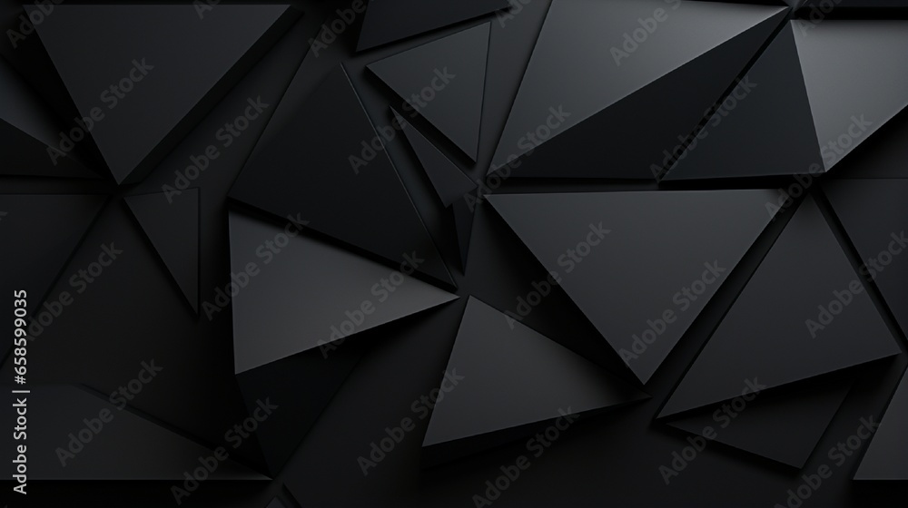 Poster black triangular abstract background, grunge surface, 3d rendering