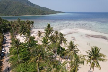 Bobi Beach Karimun Jawa Island, Palm tree and white sand beach 