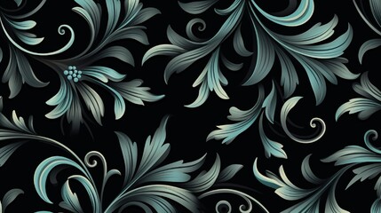 Illustration of seamless abstract black floral vine pattern