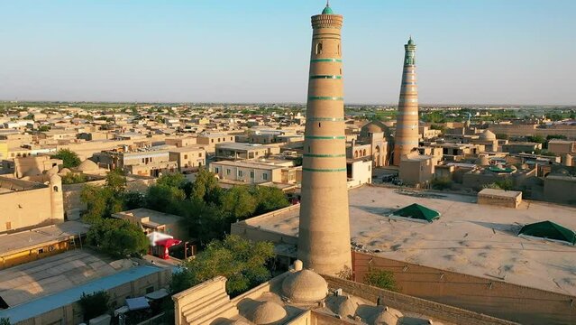 Juma Mosque Minarets in Itchan Kala of Khiva