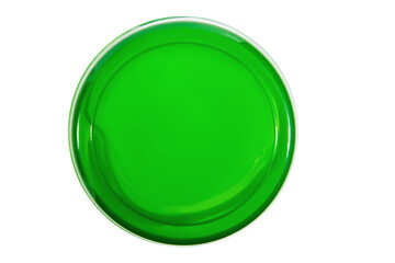 Green cosmetic jar. On an empty background.