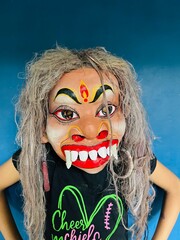 Mask making at a satra in Majuli Assam , the process of mask making