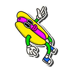 90s Stickers hot dog Illustration