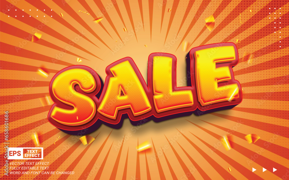 Poster editable 3d sale vector text style effect