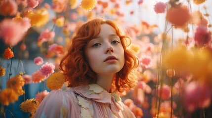 Fototapeta premium girl in autumn park
