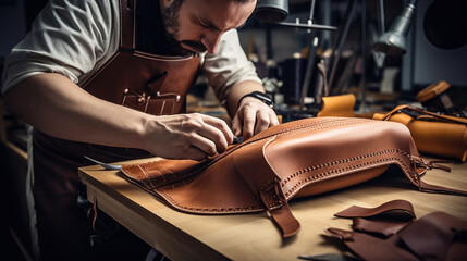 The process of making a travel bag made of genuine leather