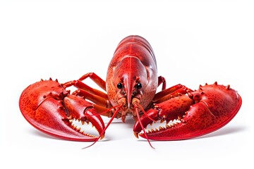 front view red lobster isolated on white background - obrazy, fototapety, plakaty