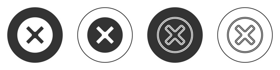 Obraz premium Black X Mark, Cross in circle icon isolated on white background. Check cross mark icon. Circle button. Vector