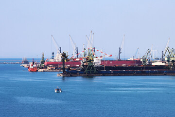 Overview of the merchant port of Taranto, Puglia, Italy