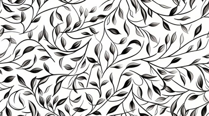 Black and white seamless floral pattern, Generative AI