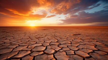 Cracked earth in the desert, Severe drought, Climate change, Biodivesity loss, Generative AI