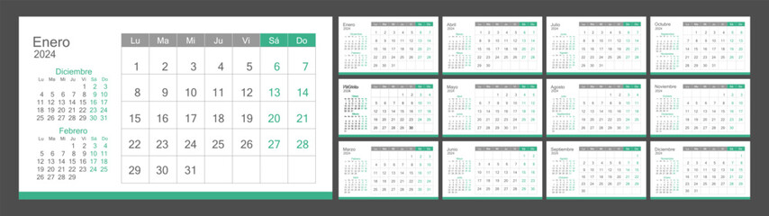 Calendar in Spanish for 2024 monthly