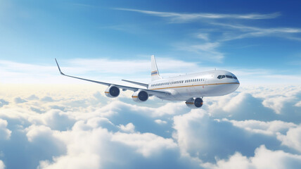 Fototapeta na wymiar passenger jet plane flying over the clouds