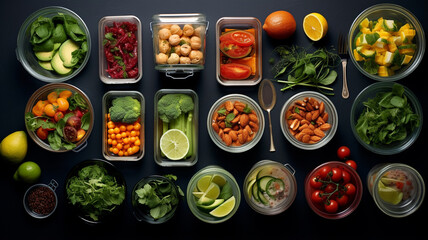 healthy food in plastic boxes