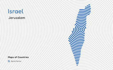 Creative map of Israel. Political map. Capital  Jerusalem. World Countries vector maps series. Spiral fingerprint series

