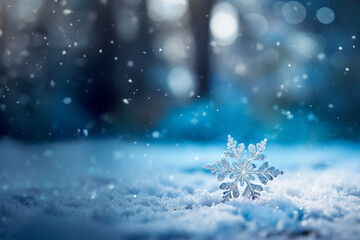 Fototapeta na wymiar A beautiful snowflake star, Christmas greeting card