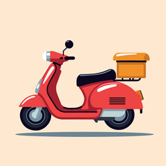 Delivery scooter bike flat vector illustration