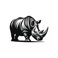 Rhinoceros vector silhouette illustration design template black and white background