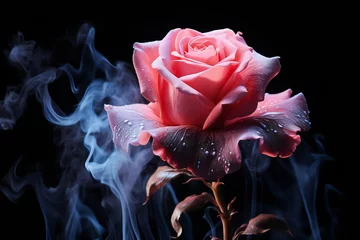 Fototapeten pink rose close up on dark background © Pamarac