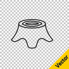 Black line Tree stump icon isolated on transparent background. Vector