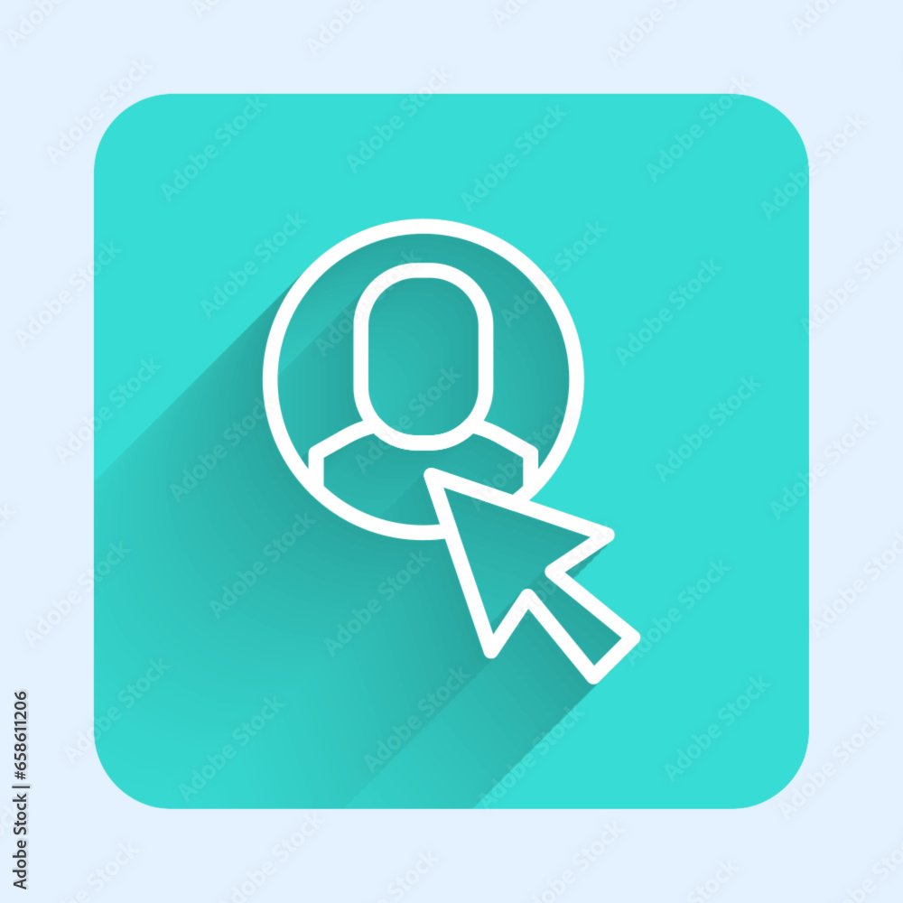 Poster white line worker icon isolated with long shadow background. business avatar symbol user profile ico