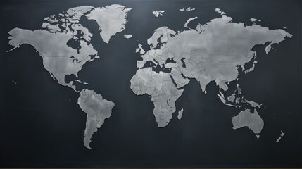 Fototapeta na wymiar World map in blackboard, AI generated Image