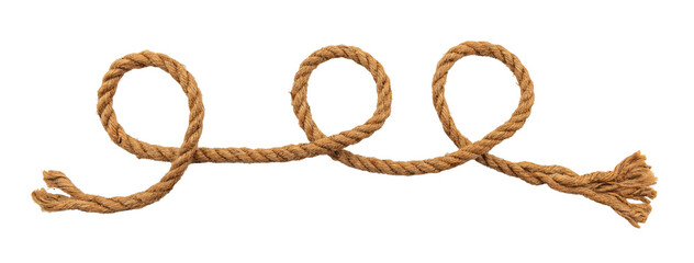 Jute. Twisted linen rope on a white background. Rope