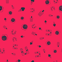 Set Circus curtain raises, Ice cream waffle cone, Clown head and on seamless pattern. Vector