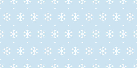 Christmas Seamless Pattern with Snowflakes. Holiday Seamless pattern. Christmas Background with white Snowflakes on Blue Background. Banner, Poster, Card, Wrapping. Vector Illustration in Flat style