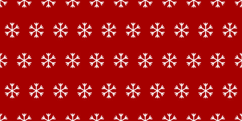 Red seamless snowflake Pattern, Christmas design for Greeting Card. Christmas red background with white snowflakes. Vector illustration, Merry xmas Snow flake Banner, wallpaper or Backdrop Decor