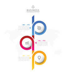 Vector infographic business presentation template with circular interconnection with 3 options.