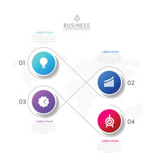 Vector infographic business presentation template with circular interconnection with 4 options.