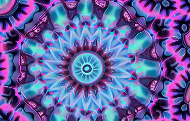 Color Kaleidoscope in the form of a mandala. Neural networks backgrounds. - 658612813