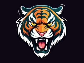 Angry tiger esport logo vector illustration with isolated background