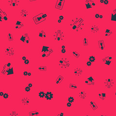 Set Human with gear, Identification badge, Leader of team of executives and Multitasking manager working on seamless pattern. Vector