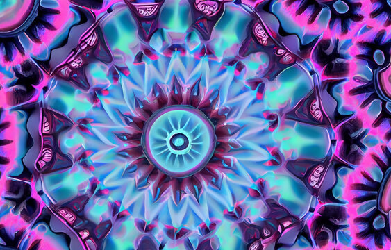 Color Kaleidoscope in the form of a mandala. Neural networks backgrounds.
