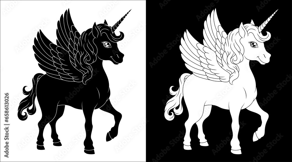 Sticker Pegasus Unicorn Wings Horn Horse Animal Cartoon