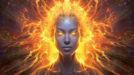 Solar Sentience: Solar flares forming intricate thought patterns, representing radiant clarity

