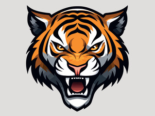 Angry tiger esport logo vector illustration with isolated background
