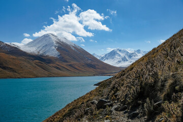 Views of Lake Kol Ukok in the Naryn region near Kochkor in Kyrgyzstan.
