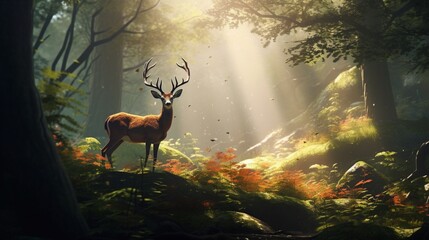 Fototapeta premium a graceful deer in a tranquil forest