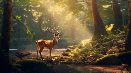 a graceful deer in a tranquil forest