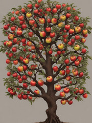 A photo of an apple tree holds many apple Generative AI