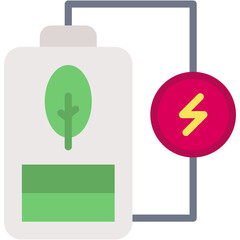 Vector Icon Eco Battery, Leaves, Green Energy, Battery Level, Leaf, Environment