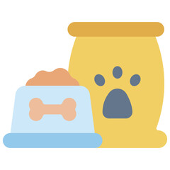 Vector Icon Food, Dog Food, Pet Food, Bowl, Paw Print, Pet Care