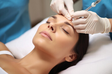 Obraz na płótnie Canvas Woman doctor cosmetology injection clinic beauty